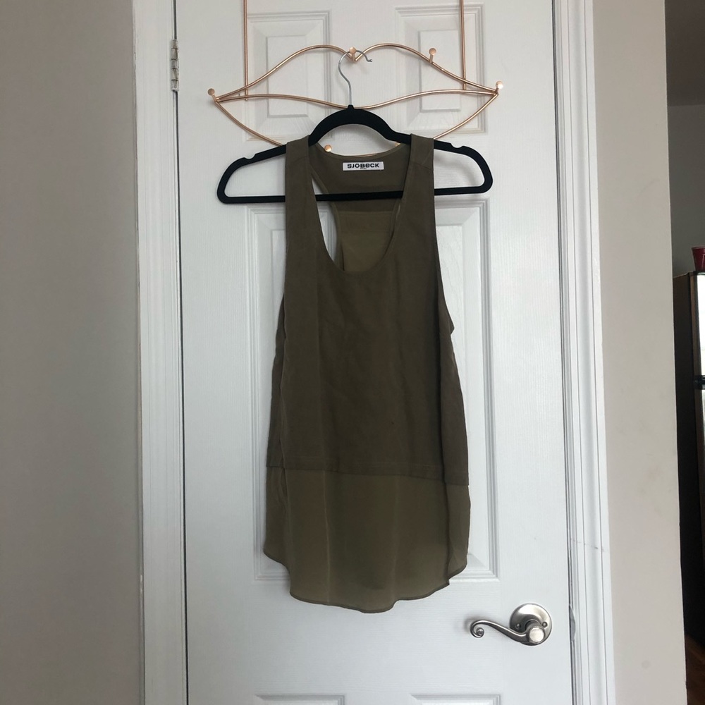 Olive green racerback tank top